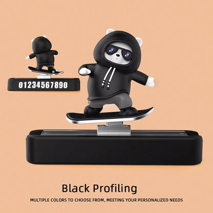 New Dashboard Car Decorations Skateboard Bear Magnetic Parking Number Plate Creative Car Cartoon Interior Interior Accessories